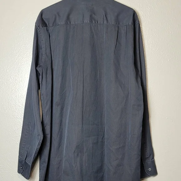 Ermenegildo Zegna Shirt Mens Size XL Dark Gray Button Up Dress Casual Italy Made - Picture 7 of 8